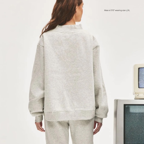 PARKE Nostalgia Varsity Mockneck Classic Grey + White NWT - Picture 6 of 7